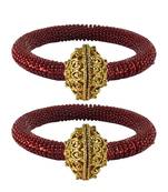 Brass And Acrylic Bangles Color-Maroon