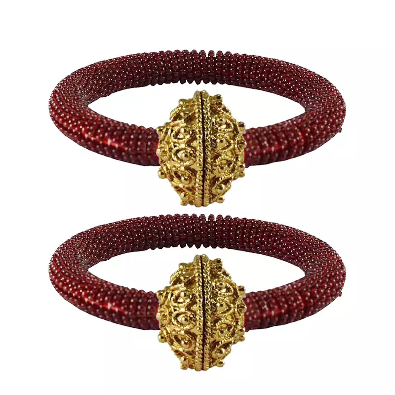 Brass And Acrylic Bangles Color-Maroon