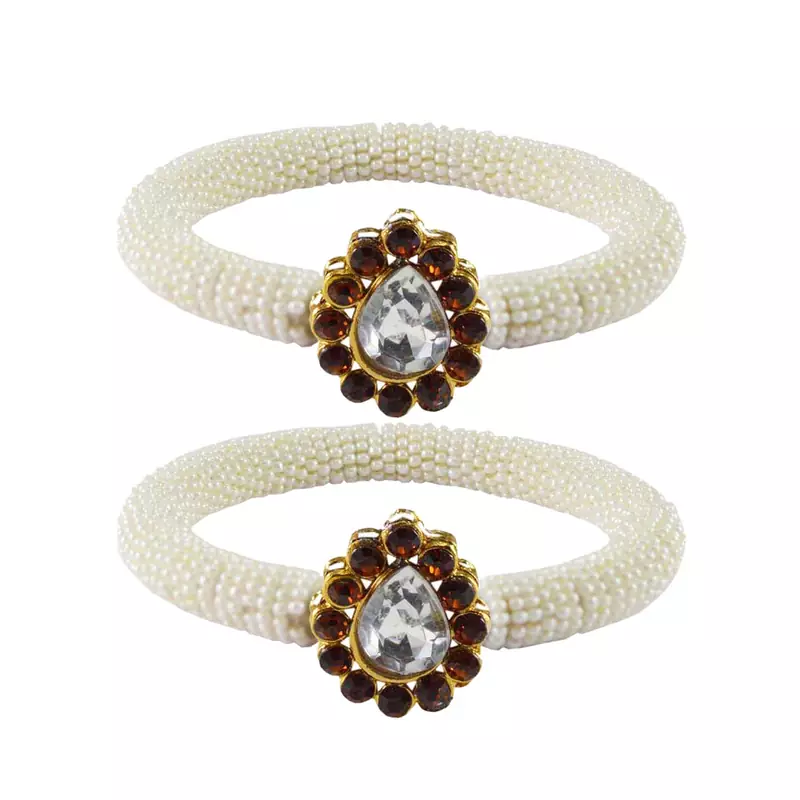 Brass And Acrylic Bangles Color-White