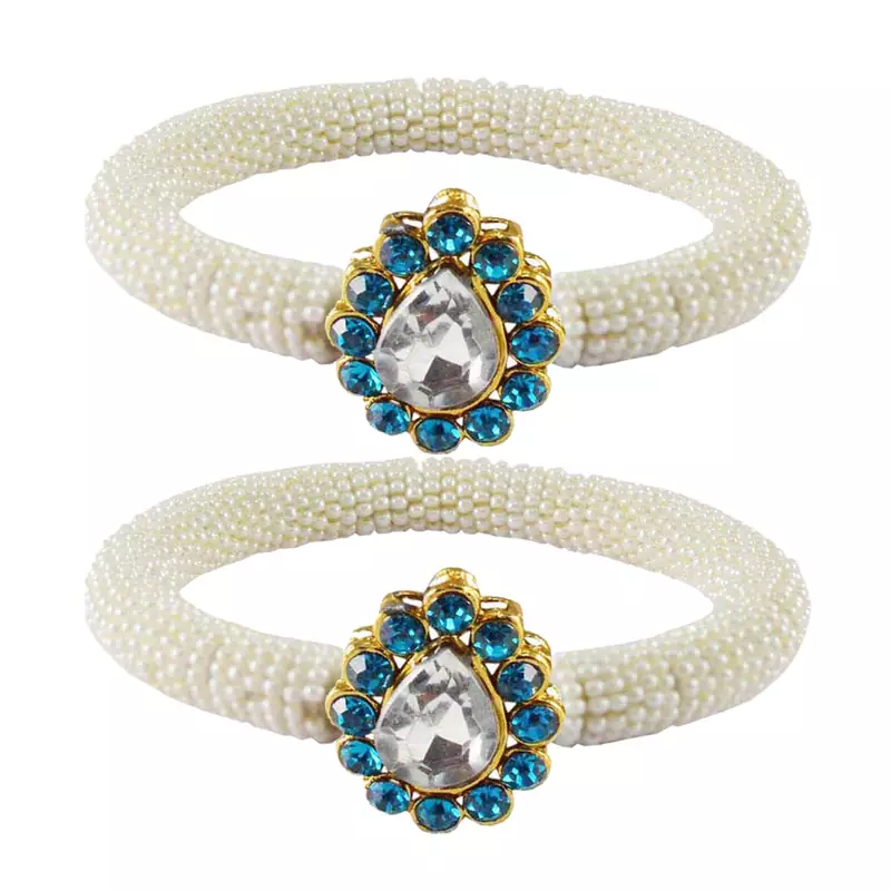 Brass And Acrylic Bangles Color-White