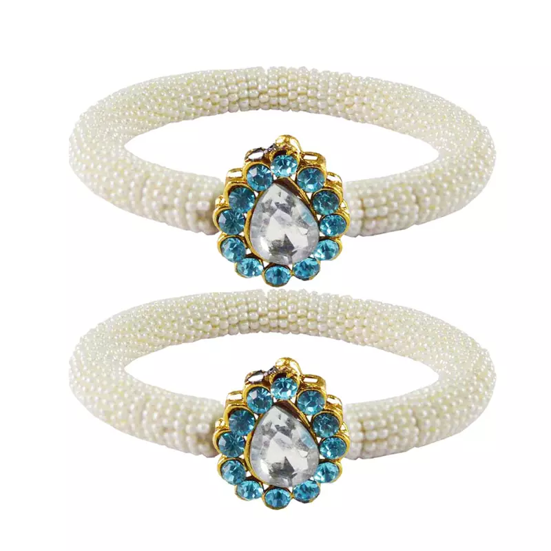 Brass And Acrylic Bangles Color-White