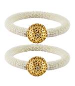 Brass And Acrylic Bangles Color-White