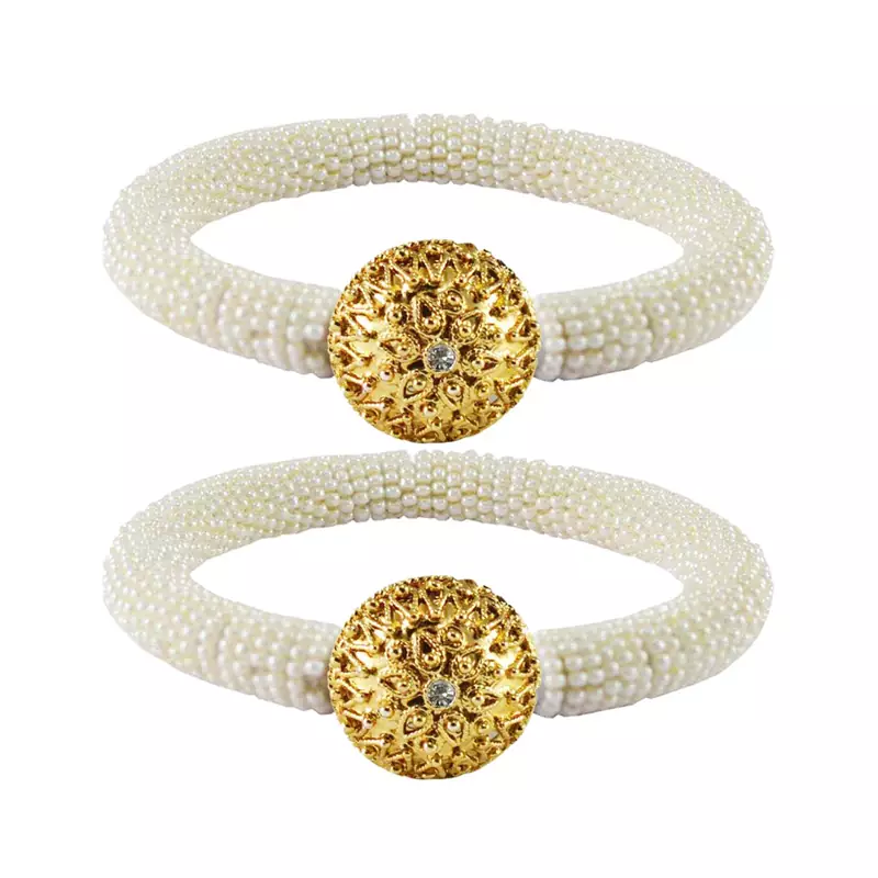 Brass And Acrylic Bangles Color-White