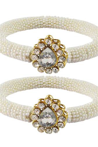 Brass And Acrylic Bangles Color-White
