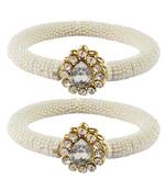 Brass And Acrylic Bangles Color-White
