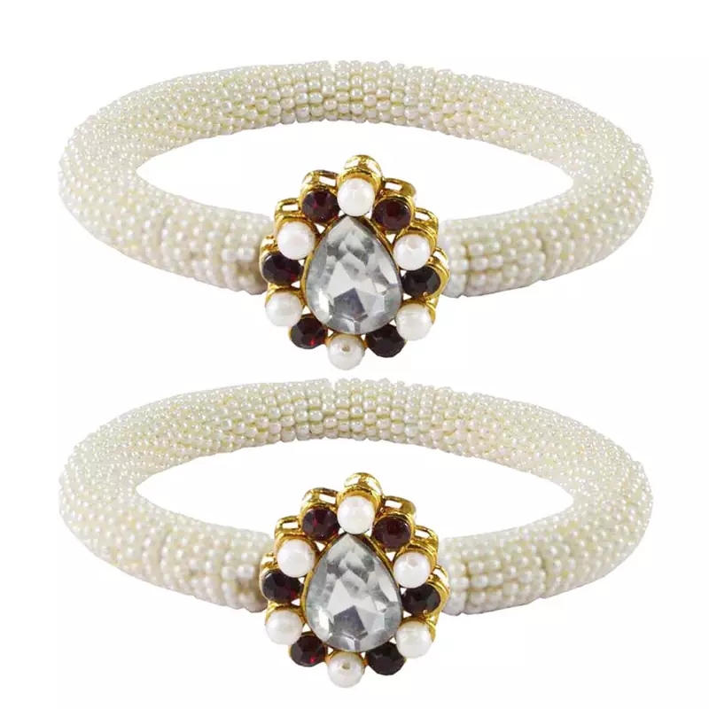 Brass And Acrylic Bangles Color-White