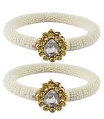 Brass And Acrylic Bangles Color-White