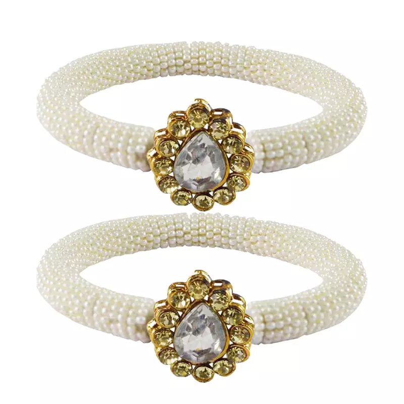 Brass And Acrylic Bangles Color-White