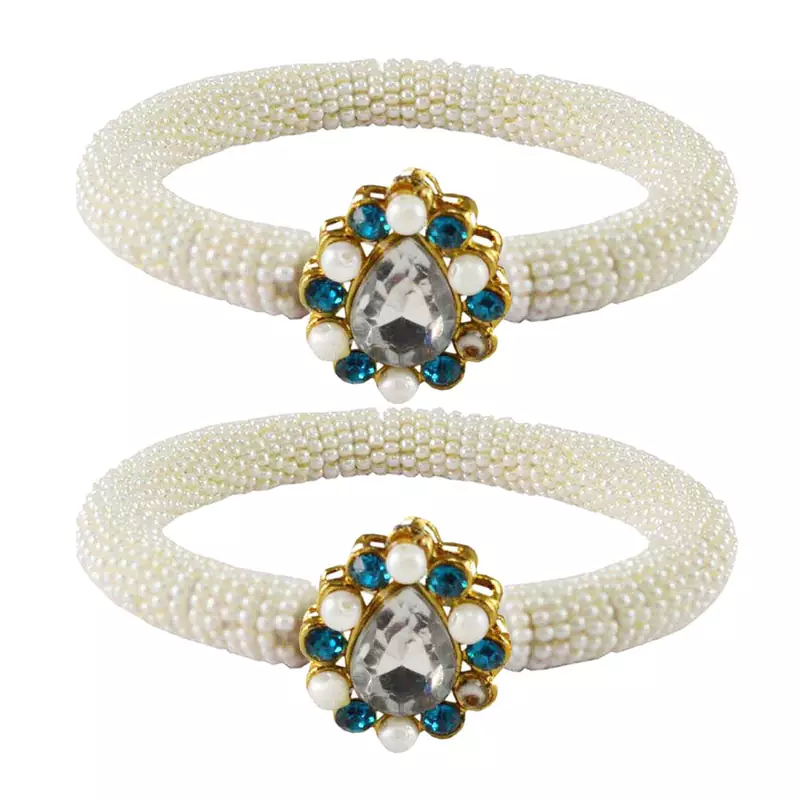 Brass And Acrylic Bangles Color-White