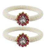 Brass And Acrylic Bangles Color-White