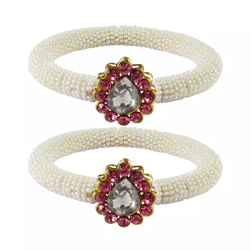 Brass And Acrylic Bangles Color-White