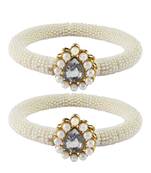 Brass And Acrylic Bangles Color-White