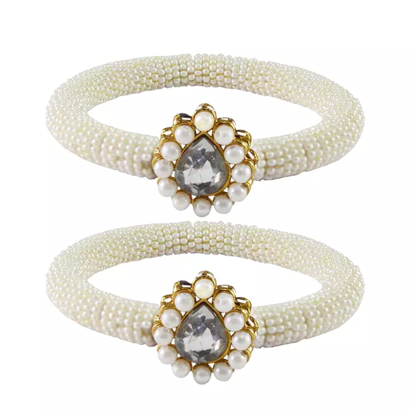 Brass And Acrylic Bangles Color-White