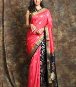 RosePink and blue patli pallu silk saree