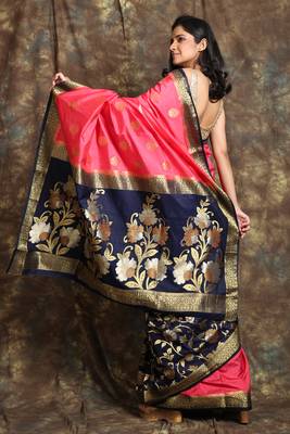 RosePink and blue patli pallu silk saree 3