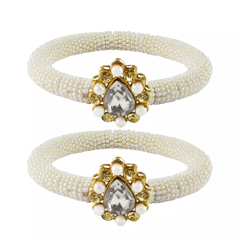 Brass And Acrylic Bangles Color-White