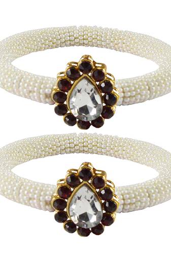 Brass And Acrylic Bangles Color-White