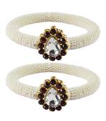 Brass And Acrylic Bangles Color-White