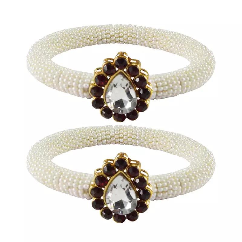 Brass And Acrylic Bangles Color-White