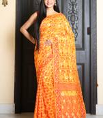 Yellow Jamdani design saree with Blouse