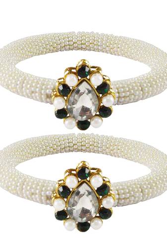 Brass And Acrylic Bangles Color-White