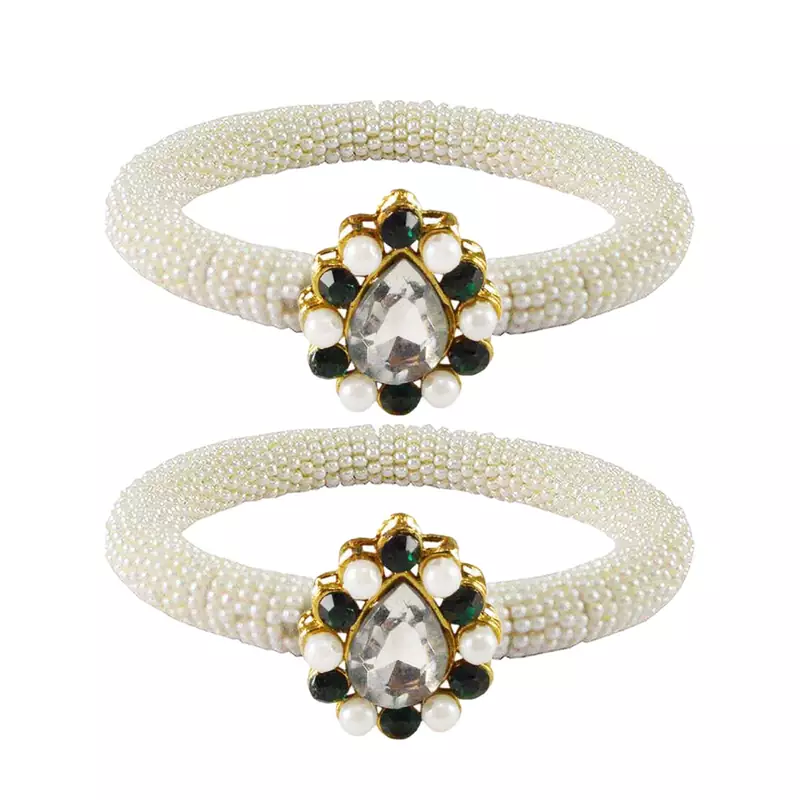 Brass And Acrylic Bangles Color-White