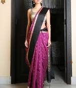 Purple woven silk blend saree with blouse