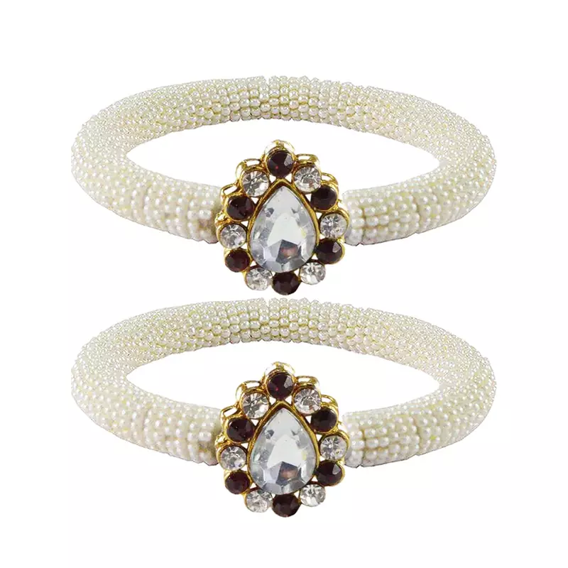 Brass And Acrylic Bangles Color-White