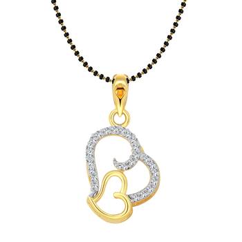 Vighnaharta Couple Heart Gold and Rhodium Plated Mangalsutra Chain Pendant 1