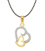 Vighnaharta Couple Heart Gold and Rhodium Plated Mangalsutra Chain Pendant