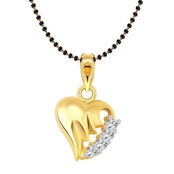 Vighnaharta Gold Dust Heart Gold and Rhodium Plated Mangalsutra Chain Pendant 1