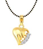 Vighnaharta Gold Dust Heart Gold and Rhodium Plated Mangalsutra Chain Pendant