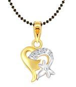 Vighnaharta Sweet Flory Heart Gold and Rhodium Plated Mangalsutra Chain Pendant