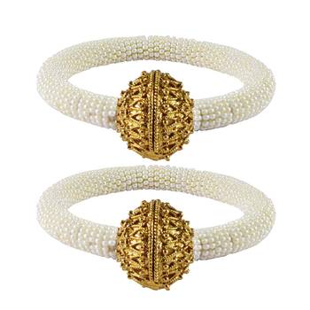 Brass And Acrylic Bangles Color-White 1