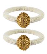 Brass And Acrylic Bangles Color-White