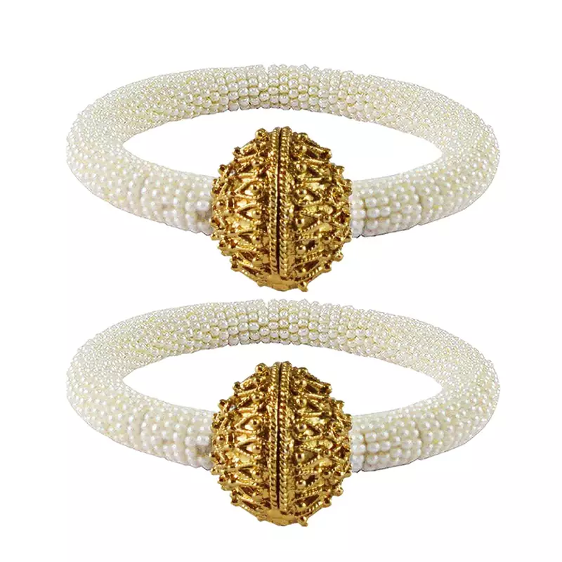 Brass And Acrylic Bangles Color-White