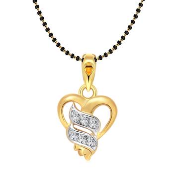 Vighnaharta Radiant Heart Gold and Rhodium Plated Mangalsutra Chain Pendant 1