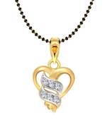 Vighnaharta Radiant Heart Gold and Rhodium Plated Mangalsutra Chain Pendant