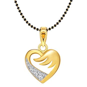 Vighnaharta Flying Heart Gold and Rhodium Plated Mangalsutra Chain Pendant 1