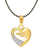 Vighnaharta Flying Heart Gold and Rhodium Plated Mangalsutra Chain Pendant