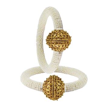 Brass And Acrylic Bangles Color-White 2