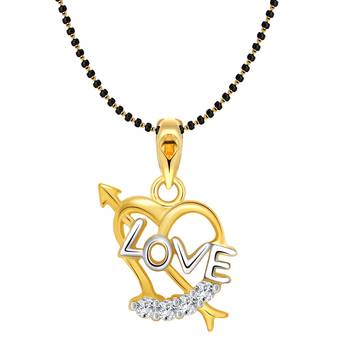 Vighnaharta Love Heart Gold and Rhodium Plated Mangalsutra Chain Pendant 1