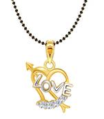 Vighnaharta Love Heart Gold and Rhodium Plated Mangalsutra Chain Pendant