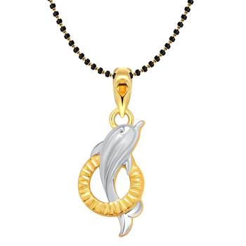 Vighnaharta Aquatic Dolphin Gold and Rhodium Plated Mangalsutra Chain Pendant 1