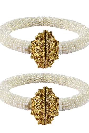 Brass And Acrylic Bangles Color-White
