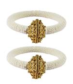 Brass And Acrylic Bangles Color-White