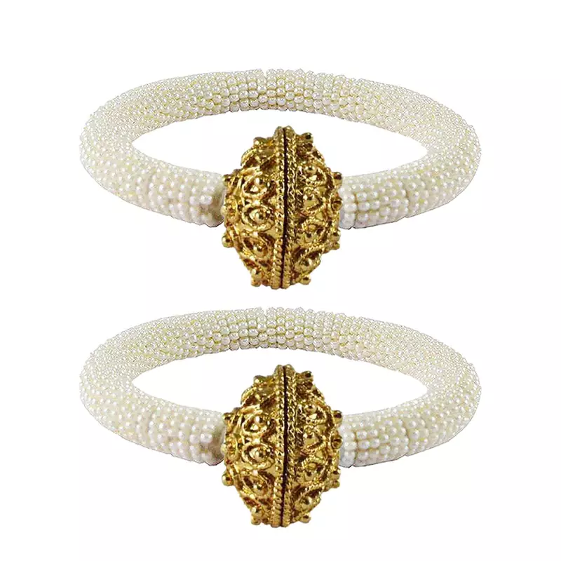 Brass And Acrylic Bangles Color-White