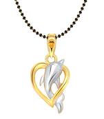 Vighnaharta Dolphin Heart Gold and Rhodium Plated Mangalsutra Chain Pendant