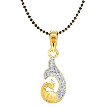 Vighnaharta Classic Mayur Gold and Rhodium Plated Mangalsutra Chain Pendant 1