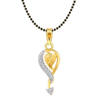 Vighnaharta Attractive Leaf Gold and Rhodium Plated Mangalsutra Chain Pendant 1